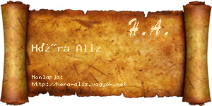 Héra Aliz névjegykártya